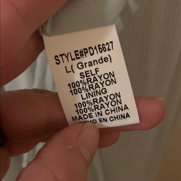 Papermoon Sage Mint Light Green Deep V Neck Plunging Boho Tiered Maxi Dress L - Picture 10 of 12